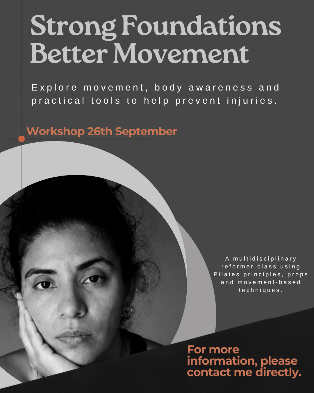Strong Foundations, Better Movement workshop flyer featuring Bety Pujol Cajal.